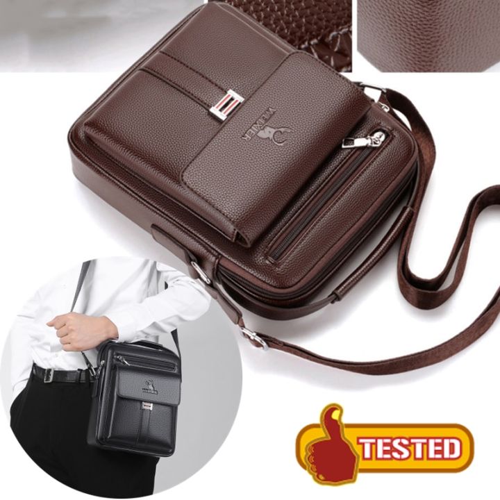 กระเป๋าคุณภาพสูงสำหรับผู้ชายกระเป๋าสะพายไหล่กระเป๋าคาดอกหนังแท้ใหม่-กระเป๋าหนังกระเป๋าเอกสารผู้ชายธุรกิจกระเป๋าคาดเอว