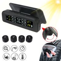 ❇ Smart Car Digital TMPS Auto Security Alarm Solar Power With 4 External Sensors Tire Pressure Monitoring System LCD Display