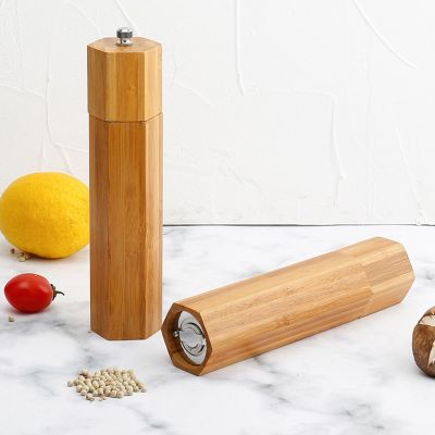 Classical Bamboo Pepper Spice Mill Grinder Set Handheld Seasoning Mills Pepper mill Grinder Ceramic Grinding Core BBQ Tools Set