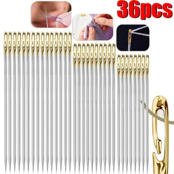 Polocat 36pcs SelfThreading Sewing Needles Stainless Steel Quick