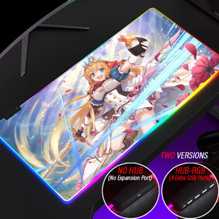 large-custom-hub-mouse-pad-pecorine-4-port-usb-gaming-mousepad-anime-rgb-princess-connect-re-dive-playmat-with-led-backlit