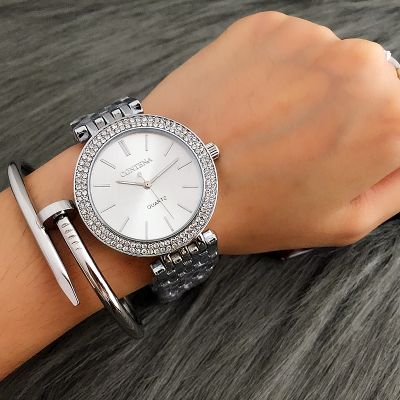 （A Decent035）CONTENA FashionSilverWomenRhinestone Women 39; SLadies WatchClock Reloj Mujer