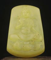 ZZOOI Old China Natural Jade Hand Carved statue of buddha pendant a