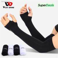 ™ﺴ WEST BIKING Arm Sleeves Ice Fabric Breathable Quick Dry Running Sportswear Sun UV Protection Long Arm Cover Cycling Arm Sleeves