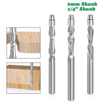 1 PC 6mm 6.35mm shank แบริ่งคาร์ไบด์โซลิดไกด์สองขลุ่ย Flush Trim Router Bits เครื่องตัดไม้กัด end mill