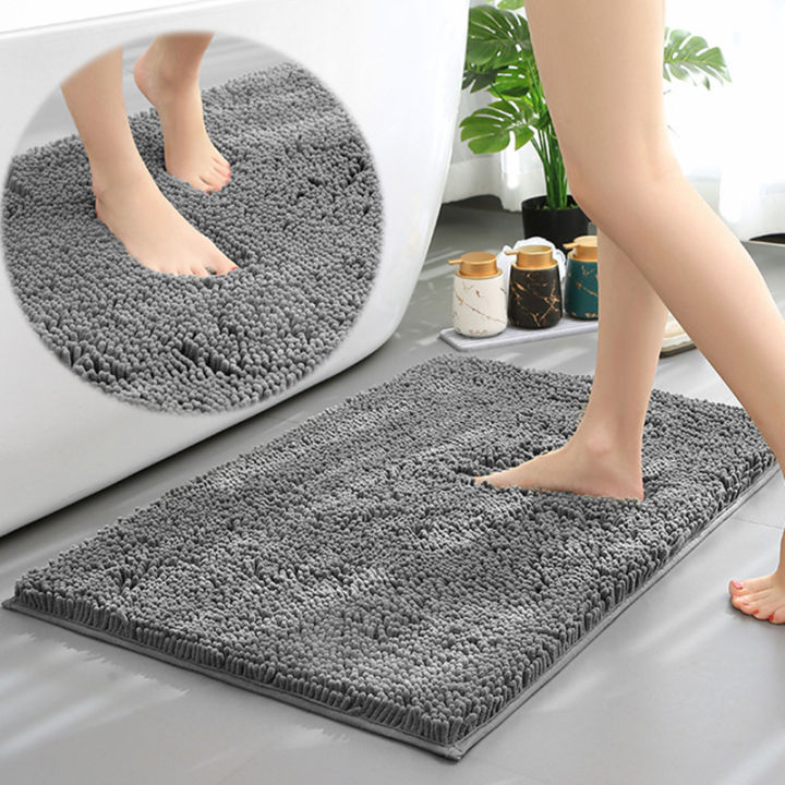 Non-slip Bath Mat Kitchen Rug Fluffy Bathroom Rug Soft Microfiber Shower Mat,  Quick Drying, Water Absorbent, Machine Washable-40 X 60cmblue
