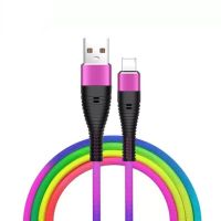 USB สีรุ้ง2.4A C,S9สายสำหรับซัมซุงบวกชาร์จเร็วสำหรับ Huawei Xiaomi Redmi ไมโคร USB USB สายสายชาร์จ