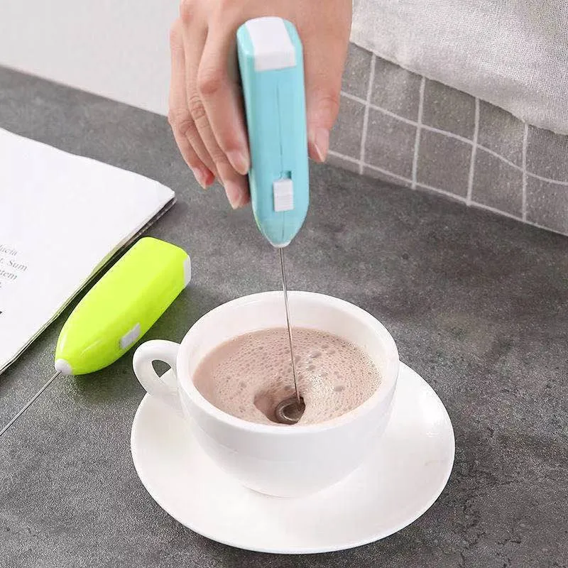 From Manila】Handheld Eggbeater Mini Stainless Steel Whisk Mixer Electric Coffee  Blender Cream Stir Bar Baking Tools