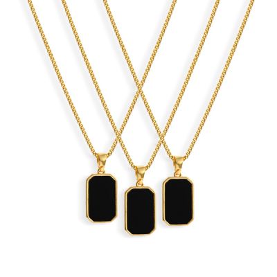 【CW】UhBinyca Vintage Black Enamel Pendant Necklace for Women Stainless Steel Metal Choker Temperament Gold Color Jewelry Gift