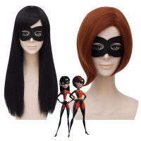 The Incredbles Elastigirl Cosplay Girl Helen Parr บทบาทผมสีม่วงวิก Parr (ไม่รวมตา) + ตาข่ายคลุมผมสำหรับใส่วิก