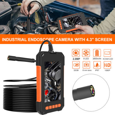 [จัดส่งฟรี] กล้อง Endoscope อุตสาหกรรมที่มีหน้าจอ4.3 "8มิลลิเมตรเลนส์เดียว1080จุด Borescope กับ8ไฟ LED สำหรับการตรวจสอบรถตรวจสอบท่อระบายน้ำท่อ