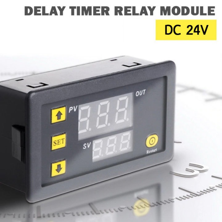 วงจรตั้งเวลา-วงจรหน่วงเวลา-หน่วงเวลาเปิด-หน่วงเวลาปิด-วนลูป-รีเลย์-ควบคุมไฟ-ควบคุมเตาอบ-เตาอบฆ่าเชื้อ-24v-digital-cycle-timer-control-time-delay-relay