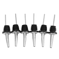 6Pcs Stainless Steel Spirit Wine Bottle Pourer Stopper Free Flow Liquor Cocktail