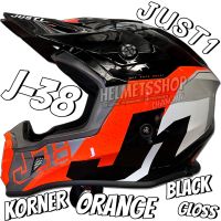 JUST1 J-38 KORNER ORANGE BLACK GLOSS [ วิบาก ] [ นวมถอดซักได้ ] [ DD-Ring ]