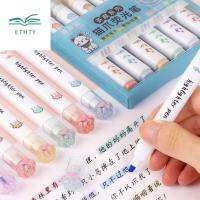 ETHTY ภาษาญี่ปุ่นญี่ปุ่น 6ชิ้น/เซ็ต เครื่องใช้ในสำนักงาน สีลูกอมสี เครื่องเขียนสำหรับนักเรียน ปากกากราฟฟิตี ปากกาฟลูออเรสเซนต์ เครื่องหมายจุด ปากกาเน้นข้อความ