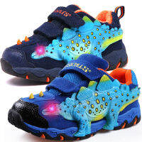 Dinoskulls Kids Shoes 3D Dinosaur Light Up Boys Sneakers 2021 LED Velvet Childrens Trainers Glowing Tennis big Boy Shoes