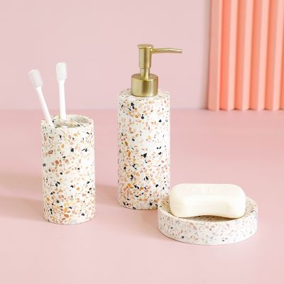 【jw】♠☂✾  Acessórios do banheiro escova de dentes titular resina presente conjunto apartamento necessidades conter dispensador sabão saboneteira