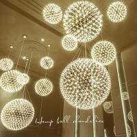 Modern Remote Assembled Spark Ball LED Pendant Light Firework Stainless Steel Ceiling Pendant Lamps Hanging Chandeliers Lighting