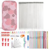 ❄ 11Pcs Stainless Steel Rod Needle Knitting Set Crochet Tool Accessories Crochet Organizer Sewing Tools Gift for Beginners