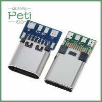 PETI MOTORS 10pcs เปลือกทองแดง กำลังชาร์จ เต้ารับ สายบัดกรี อะแดปเตอร์ ขั้วต่อ USB 3.1 Type C 12/24 พิน ซ็อกเก็ตชาย/หญิง