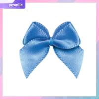 YESMILE 200pcs สีฟ้าสีฟ้า ดอกไม้โบว์ริบบิ้นผ้าซาตินขนาดเล็ก ริบบิ้นซาตินดอกไม้โบว์ โพลีเอสเตอร์ ดอกไม้โบว์ริบบิ้นสีฟ้า น่ารักมากๆ ประมาณ26มม. โบว์ดอกไม้ประดิษฐ์ อุปกรณ์เย็บปัก