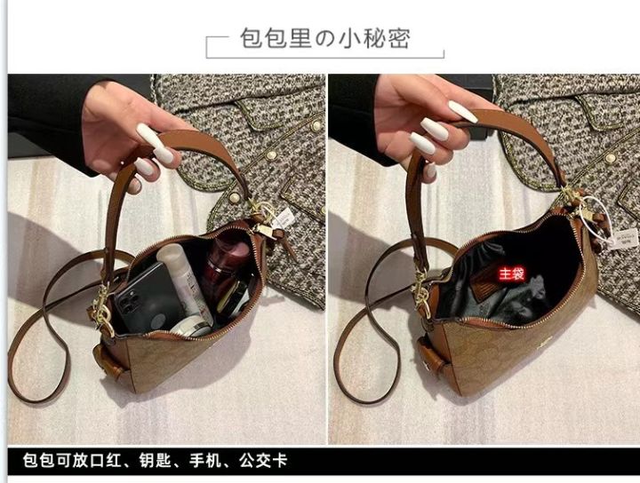 top-grade-coach-women-bag-2022-new-original-black-shoulder-bag-pu-leather-letter-print-sling-bag-handbag-for-women-on-sale-authentic-korean-fashion-lady-cross-body-bag-coin-purse-phone-bag-student-lar