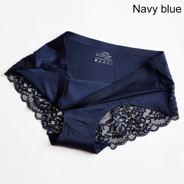 Silk blue panties - Blue lace panties - Lace brief