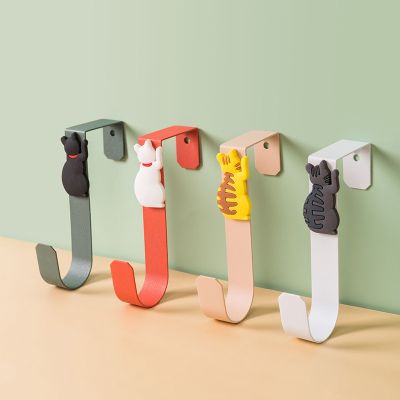 【YF】 1Pcs Cute Cat Kitchen Cabinet Door Back Hook Free Punching Bathroom Multifunctional Storage Drawer Robe Hanger