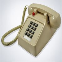 Beige Black Landline Telephone Plastic Home Office Retro Wire Landline Fixed Phone Europe Style