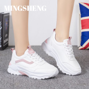 mingsheng giày thể thao giày trắng đế thấp ren mới của phụ nữ giày thể