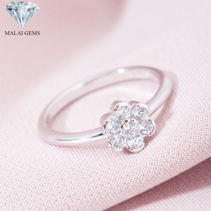 malai-gems-แหวนดอกไม้-แหวนเพชร-เงินแท้-925-เคลือบทองคำขาว-ประดับเพชรสวิส-cz-รุ่น-291-rh0010-แถมกล่อง-แหวนเงินแท้-แหวนเงิน-แหวน