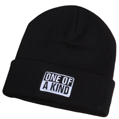 Popular Fashion Winter Knit Hat Outdoor Men Women Fold Cuff Black White One Of A Kind Letter Embroidery Beanie Hat Skullies Caps