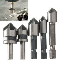 【CW】 5pcs 82Degrees Chamfer Bit Set 5Flute Woodworking Cutter Countersink Metal Drilling