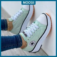 CODyx648 MOOSII Womens Sports Shoes Lace-Up Thick-Soled Heel Ladies Fashion Canvas Sneakers MS0423 7 Colors Size: 35-43