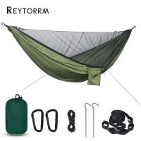 【LZ】☋✆  Lightweight Double Person Mosquito Net Hammock Easy Set Up 290x140cm With 2 Tree Straps Portable Hammock For Camping Travel Yard