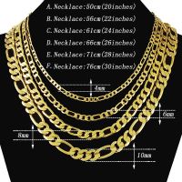 Hip Hop Mens Necklace 4/6/8mm Curb Cuban Chain Gold Color Filled Jewelry Necklaces Party Daily Wear 50-75cm Fashion Chain Necklaces