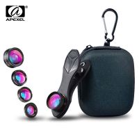 APEXEL Universal Clip 5 in 1 Fish eye Lens Wide Angle Macro 2X Teleconverter CPL Mobile Phone Lens For iPhone 6s 7 6plus Sams s8