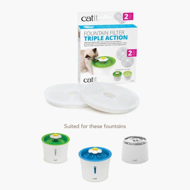 Catit Senses 2.0 Triple Action Cat Fountain Water Softening Filter (For