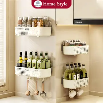 1pc Punch-free Iron Kitchen Spice Bottle Storage Rack, Cabinet Door Wall  Hanging Spice Rack