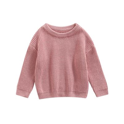 BeQeuewll Infant Baby Girls Boys Autumn Winter Knit Sweater Warm Solid Color Long Sleeve Crewneck Knitwear For 1-3 Years