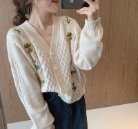 Hot sale 2023High quality new style Asi studios Korean version retro v-neck crochet twist twist thick cardigan sweater coat women autumn winter