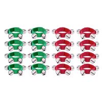 16 Pieces Christmas Wrist Band Bells Red Green Bracelets Bell Hand Bell for Christmas Kids Party