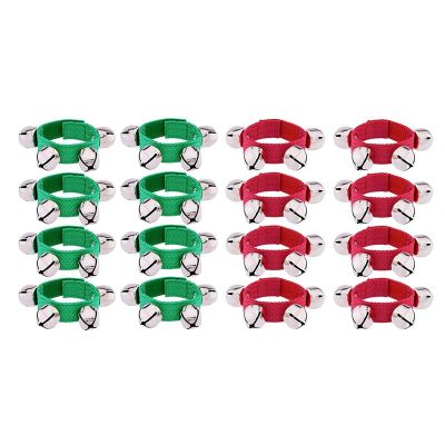 16 Pieces Christmas Wrist Band Bells Red Green Bracelets Bell for Christmas Kids Party