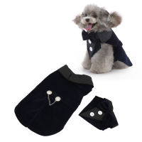 Dogs Tuxedo ชุดทักซิโด้สุนัขแบบทางการใส่สบายผิวสีกรมท่าสวมใส่สบาย ผ้ากำมะหยี่แบบมีสายมีสไตล์ไม่ซ้ำใครตัดกับหูกระต่ายที่ถอดออกได้สำหรับสุนัขขนาดกลาง