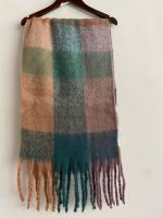 Women Plaid Scarf Soft Warm Contrast Gradient Color Lady Scarfs Tassels 2021 New Four Colors Autumn Winter