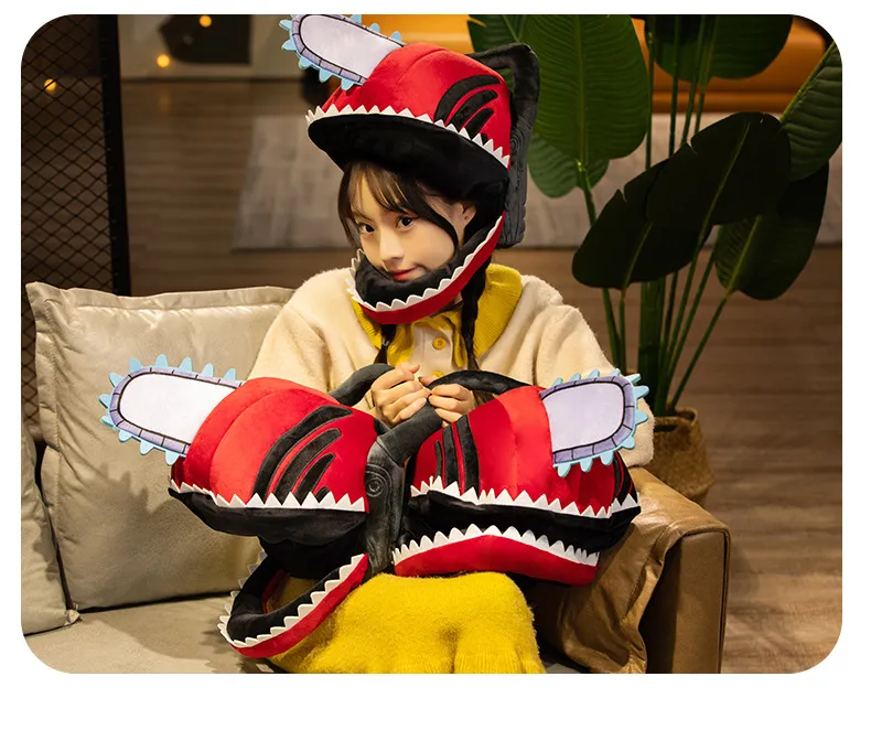 Anime Motosserra Homem Capacete Pochita Cosplay Prop Plush Doll Pillow  Chainsaw Head Halloween Fantasia Máscara Festa Presente de Natal