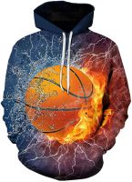 HGFHGD 3D Hoodie Basketball Color Paint Print Boys and Girls Sweatshirt Kids Pullover