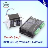 ℡❅☂ Nema23 57x76mm stepper motor kit 3A 1.89Nm dual shaft 6.35mm DM542 Microstep 256 1.0-4.2A DC24-50v Double shaft stepping motor