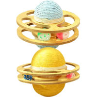 Cat Exercise Ball Cat Ball Toy With Planet Design Multi-Stage Natural Sisal Rope Scratcher Interactive Cat Toy Exerciser Ball Toy For Hunting Chasing Exercising Needs adorable