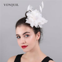 ขนนกดอกไม้แฟชั่น Fascinator สำหรับผู้หญิงแต่งงานอุปกรณ์ผมที่สง่างามคริสตจักร Pary H Eadwear เจ้าสาวที่ดีกิ๊บผ้าโพกศีรษะ